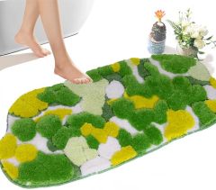 Cute Green Moss Bathroom Runner Rug Long Rectangular Boho Aesthetic Leaf Leaves Bath Mat Shaggy Non Slip Absorbent Shower Mat Decor
