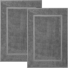 改Cotton Banded Bath Mats 2 Pack, [Not a Bathroom Rug], 22"x34" (Grey)