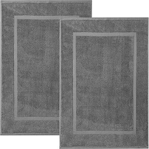 改Cotton Banded Bath Mats 2 Pack, [Not a Bathroom Rug], 22"x34" (Grey)