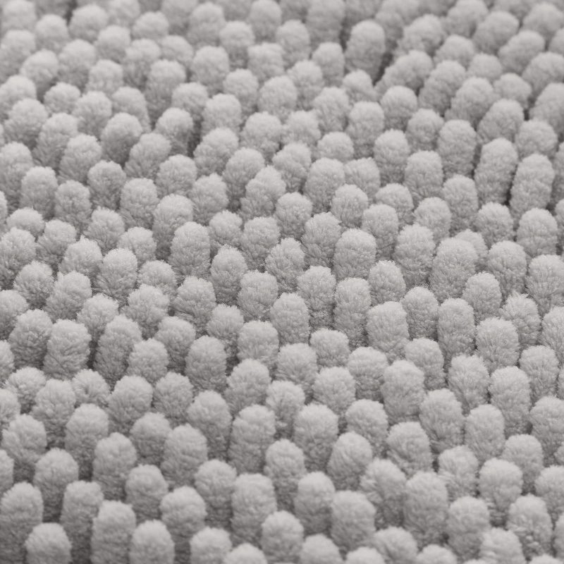 改HOMEIDEAS 3 Pieces Bathroom Rugs, Ultra Soft Non Slip Absorbent Chenille Toilet Bath Mat Set (Grey)