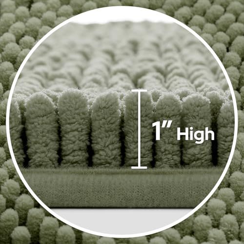 3 Pieces Bathroom Rugs, Ultra Soft Non Slip Absorbent Chenille Toilet Bath Mat Set