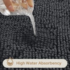 3 Pieces Bathroom Rugs, Ultra Soft Non Slip Absorbent Chenille Toilet Bath Mat Set