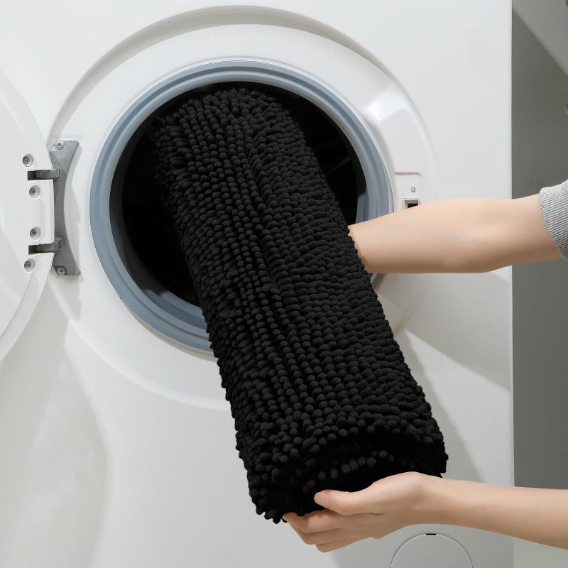 3 Pieces Bathroom Rugs, Ultra Soft Non Slip Absorbent Chenille Toilet Bath Mat Set