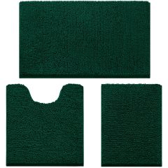 3 Pieces Bathroom Rugs, Ultra Soft Non Slip Absorbent Chenille Toilet Bath Mat Set