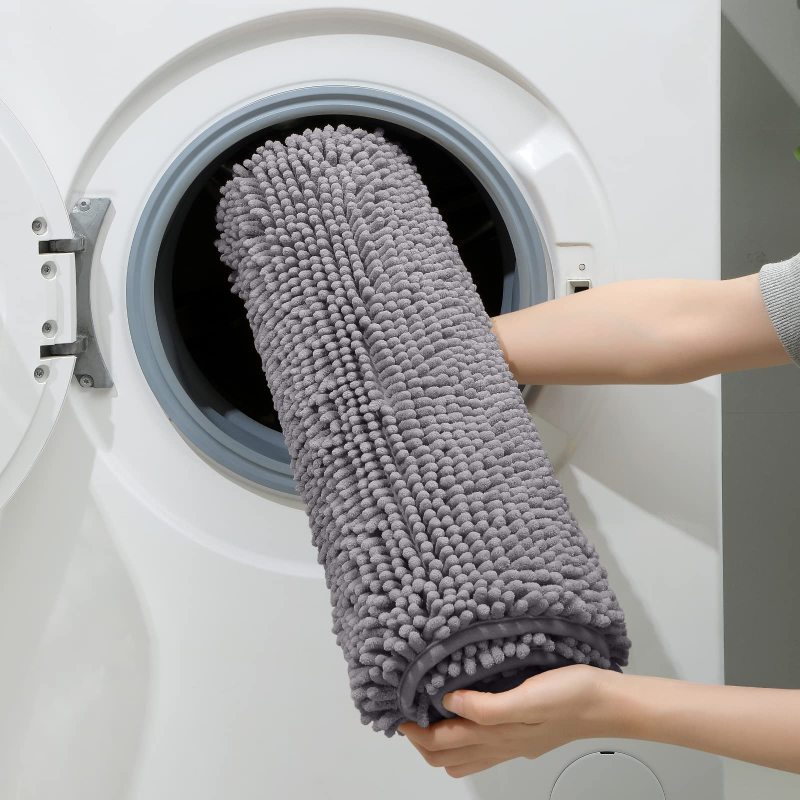 3 Pieces Bathroom Rugs, Ultra Soft Non Slip Absorbent Chenille Toilet Bath Mat Set