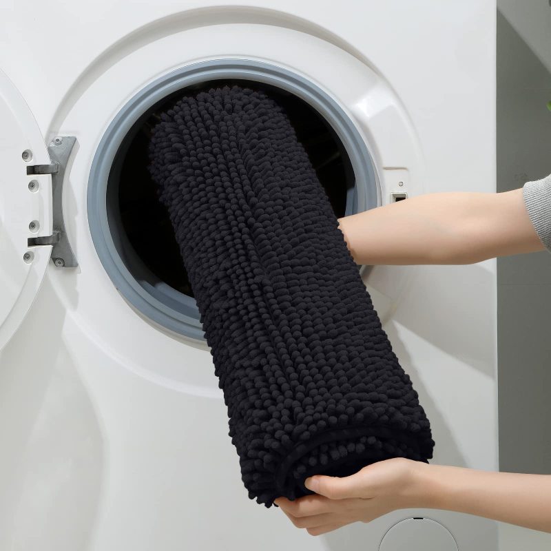3 Pieces Bathroom Rugs, Ultra Soft Non Slip Absorbent Chenille Toilet Bath Mat Set