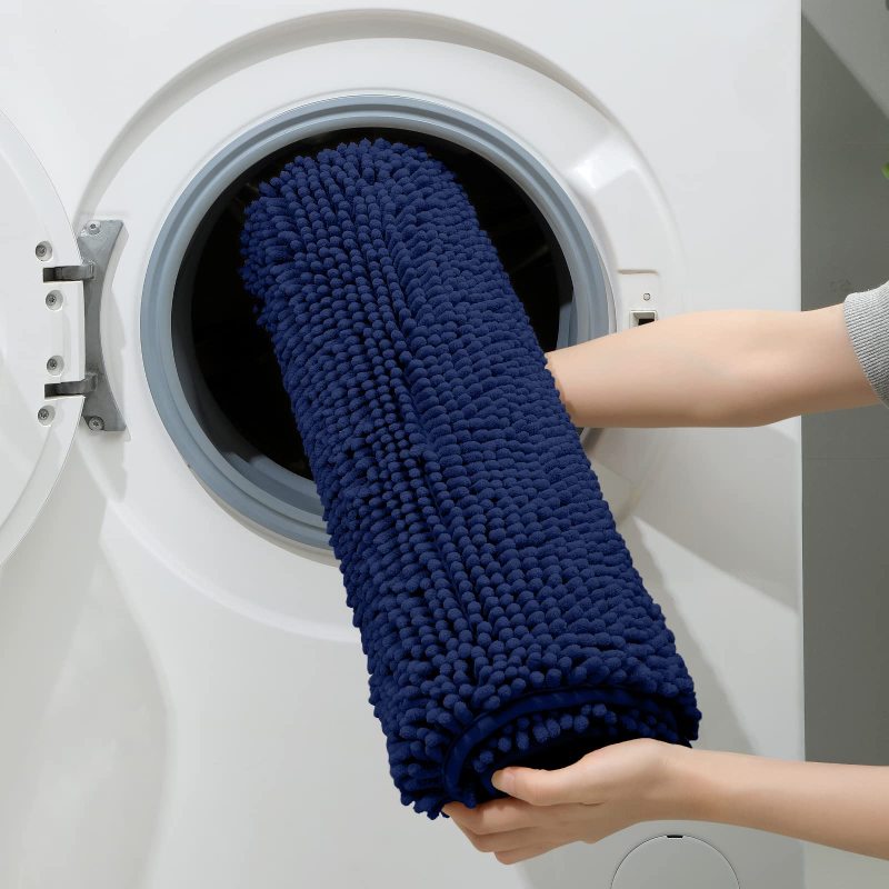 3 Pieces Bathroom Rugs, Ultra Soft Non Slip Absorbent Chenille Toilet Bath Mat Set