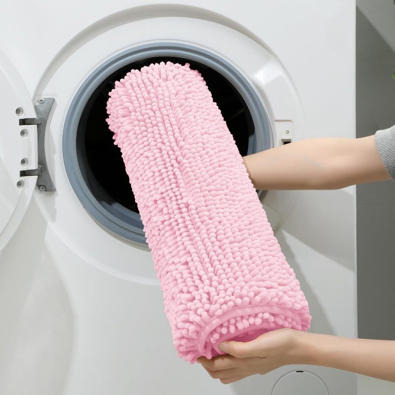 3 Pieces Bathroom Rugs, Ultra Soft Non Slip Absorbent Chenille Toilet Bath Mat Set