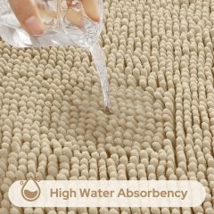 3 Pieces Bathroom Rugs, Ultra Soft Non Slip Absorbent Chenille Toilet Bath Mat Set
