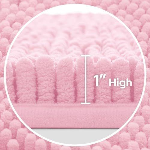 3 Pieces Bathroom Rugs, Ultra Soft Non Slip Absorbent Chenille Toilet Bath Mat Set
