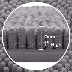 3 Pieces Bathroom Rugs, Ultra Soft Non Slip Absorbent Chenille Toilet Bath Mat Set