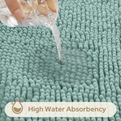 3 Pieces Bathroom Rugs, Ultra Soft Non Slip Absorbent Chenille Toilet Bath Mat Set