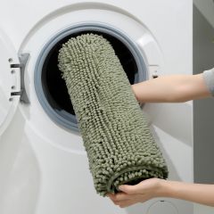 改HOMEIDEAS 3 Pieces Bathroom Rugs, Ultra Soft Non Slip Absorbent Chenille Toilet Bath Mat Set (Grey)