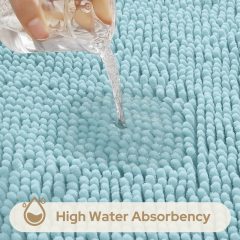 3 Pieces Bathroom Rugs, Ultra Soft Non Slip Absorbent Chenille Toilet Bath Mat Set