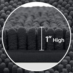 3 Pieces Bathroom Rugs, Ultra Soft Non Slip Absorbent Chenille Toilet Bath Mat Set