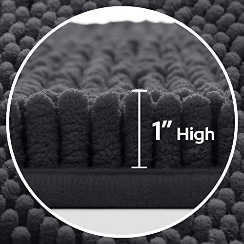 3 Pieces Bathroom Rugs, Ultra Soft Non Slip Absorbent Chenille Toilet Bath Mat Set