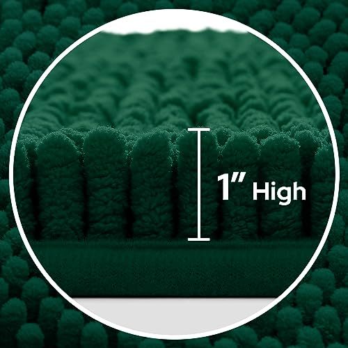 3 Pieces Bathroom Rugs, Ultra Soft Non Slip Absorbent Chenille Toilet Bath Mat Set