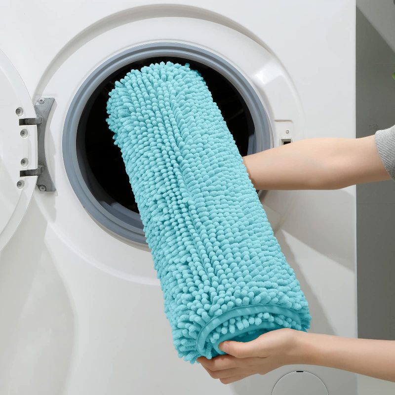 3 Pieces Bathroom Rugs, Ultra Soft Non Slip Absorbent Chenille Toilet Bath Mat Set