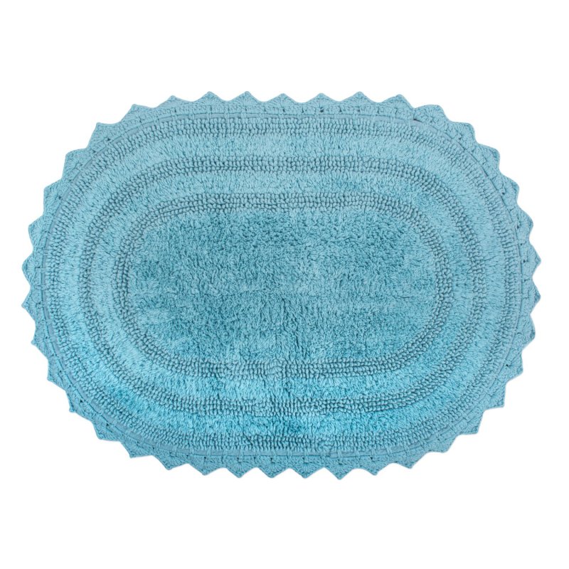 改DII Crochet Collection Reversible Bath Mat, Round, 27.5" Diameter, White