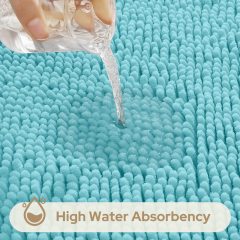 3 Pieces Bathroom Rugs, Ultra Soft Non Slip Absorbent Chenille Toilet Bath Mat Set