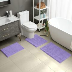 3 Pieces Bathroom Rugs, Ultra Soft Non Slip Absorbent Chenille Toilet Bath Mat Set