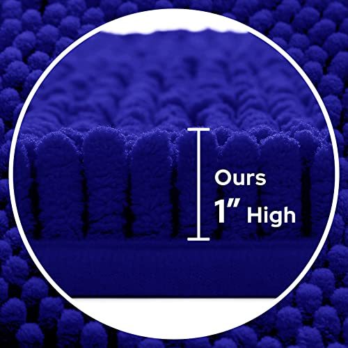 3 Pieces Bathroom Rugs, Ultra Soft Non Slip Absorbent Chenille Toilet Bath Mat Set