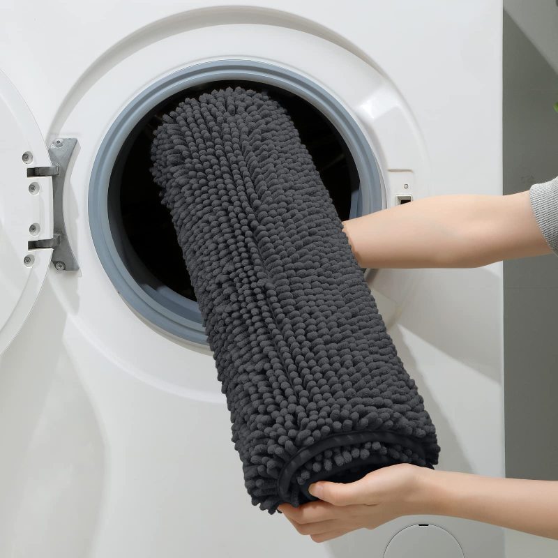 3 Pieces Bathroom Rugs, Ultra Soft Non Slip Absorbent Chenille Toilet Bath Mat Set