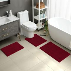 3 Pieces Bathroom Rugs, Ultra Soft Non Slip Absorbent Chenille Toilet Bath Mat Set