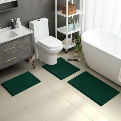 3 Pieces Bathroom Rugs, Ultra Soft Non Slip Absorbent Chenille Toilet Bath Mat Set