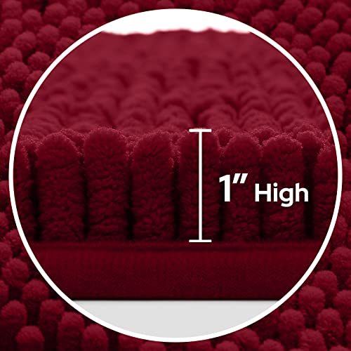 3 Pieces Bathroom Rugs, Ultra Soft Non Slip Absorbent Chenille Toilet Bath Mat Set