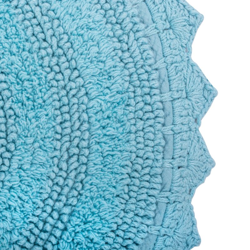 改DII Crochet Collection Reversible Bath Mat, Round, 27.5" Diameter, White