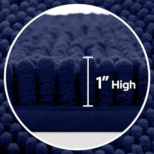 3 Pieces Bathroom Rugs, Ultra Soft Non Slip Absorbent Chenille Toilet Bath Mat Set