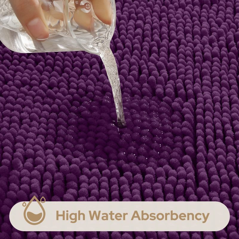 3 Pieces Bathroom Rugs, Ultra Soft Non Slip Absorbent Chenille Toilet Bath Mat Set