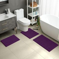 3 Pieces Bathroom Rugs, Ultra Soft Non Slip Absorbent Chenille Toilet Bath Mat Set