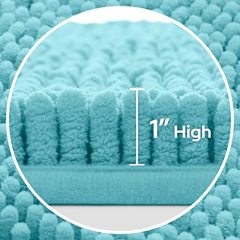 3 Pieces Bathroom Rugs, Ultra Soft Non Slip Absorbent Chenille Toilet Bath Mat Set