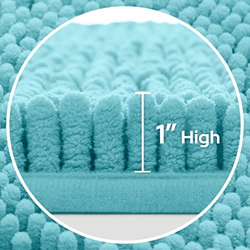 3 Pieces Bathroom Rugs, Ultra Soft Non Slip Absorbent Chenille Toilet Bath Mat Set