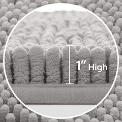 3 Pieces Bathroom Rugs, Ultra Soft Non Slip Absorbent Chenille Toilet Bath Mat Set