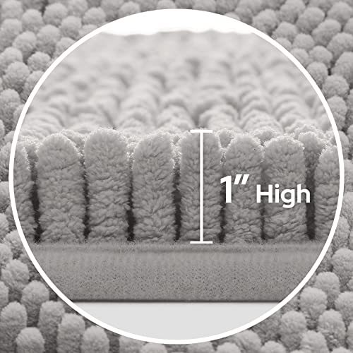 3 Pieces Bathroom Rugs, Ultra Soft Non Slip Absorbent Chenille Toilet Bath Mat Set