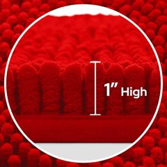 3 Pieces Bathroom Rugs, Ultra Soft Non Slip Absorbent Chenille Toilet Bath Mat Set