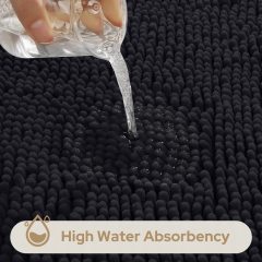 3 Pieces Bathroom Rugs, Ultra Soft Non Slip Absorbent Chenille Toilet Bath Mat Set