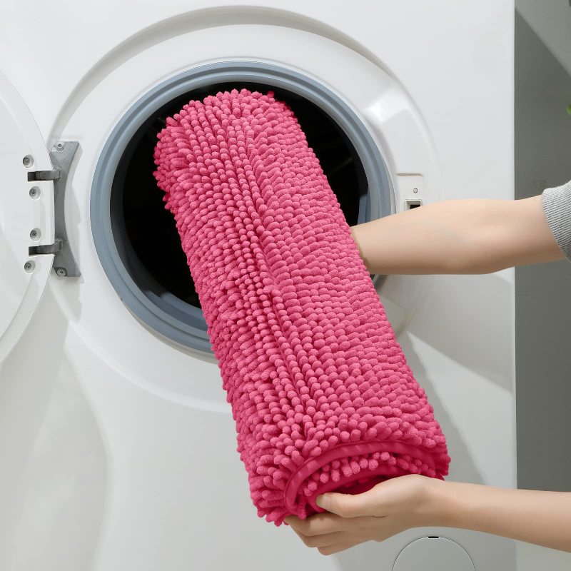 3 Pieces Bathroom Rugs, Ultra Soft Non Slip Absorbent Chenille Toilet Bath Mat Set