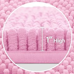 3 Pieces Bathroom Rugs, Ultra Soft Non Slip Absorbent Chenille Toilet Bath Mat Set