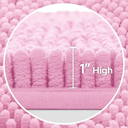 3 Pieces Bathroom Rugs, Ultra Soft Non Slip Absorbent Chenille Toilet Bath Mat Set