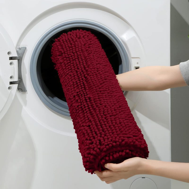 3 Pieces Bathroom Rugs, Ultra Soft Non Slip Absorbent Chenille Toilet Bath Mat Set