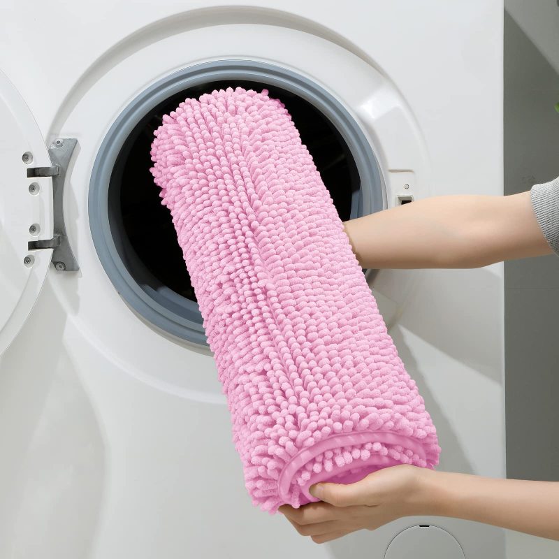 3 Pieces Bathroom Rugs, Ultra Soft Non Slip Absorbent Chenille Toilet Bath Mat Set