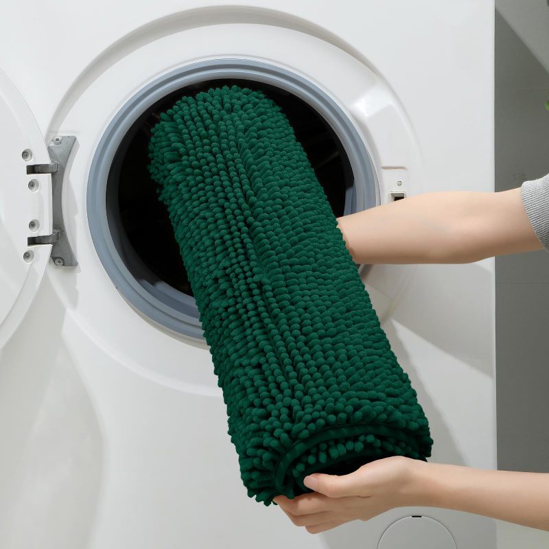 3 Pieces Bathroom Rugs, Ultra Soft Non Slip Absorbent Chenille Toilet Bath Mat Set