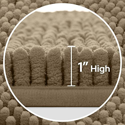 3 Pieces Bathroom Rugs, Ultra Soft Non Slip Absorbent Chenille Toilet Bath Mat Set