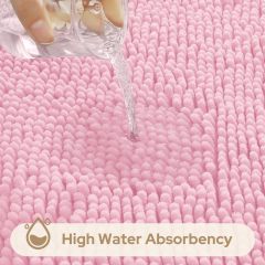 3 Pieces Bathroom Rugs, Ultra Soft Non Slip Absorbent Chenille Toilet Bath Mat Set
