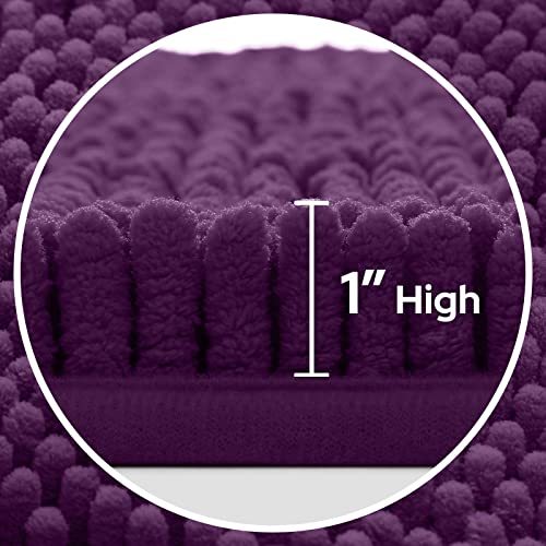 3 Pieces Bathroom Rugs, Ultra Soft Non Slip Absorbent Chenille Toilet Bath Mat Set