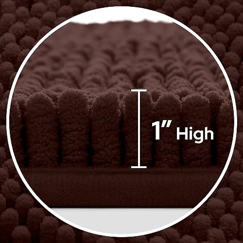 3 Pieces Bathroom Rugs, Ultra Soft Non Slip Absorbent Chenille Toilet Bath Mat Set